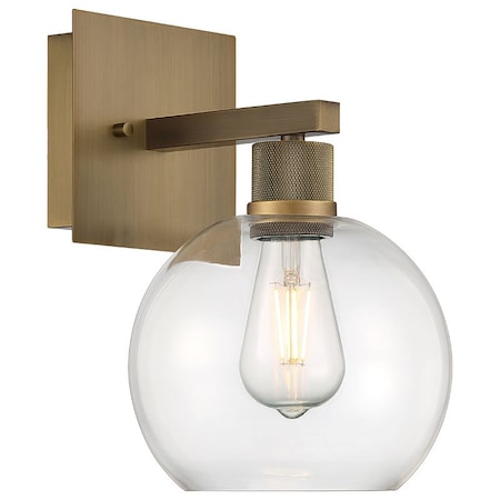 Access Lighting Port Nine Burgundy, Burgundy LED Wall Sconce, Antique Brushed Brass Finish, Clear Glass 63145LEDDLP-ABB/CLR